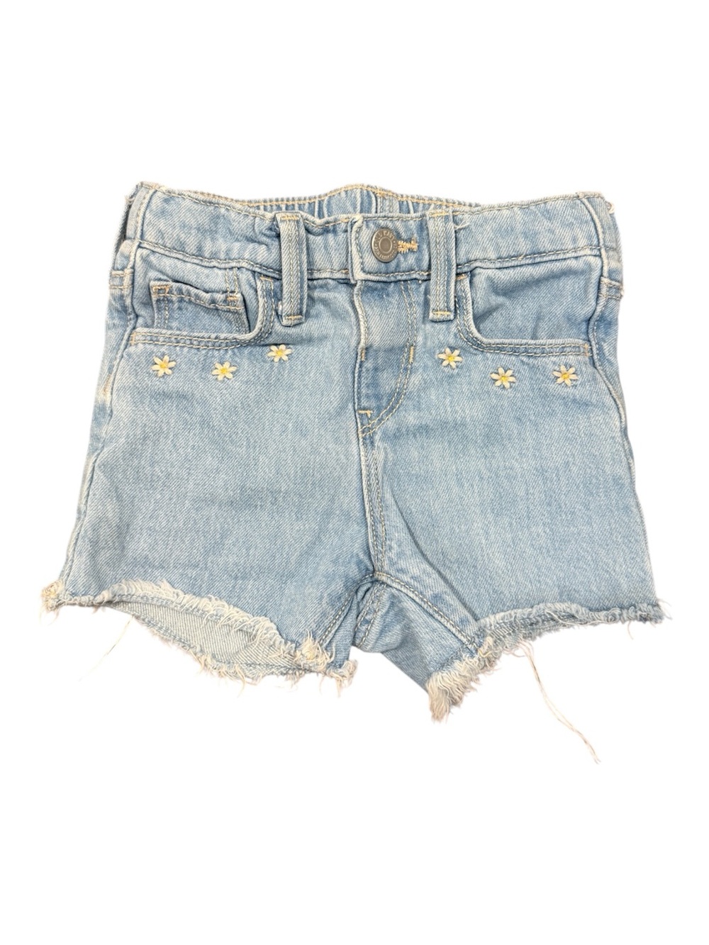 Old Navy Light Blue Denim Shorts with Daisy Embroidery
